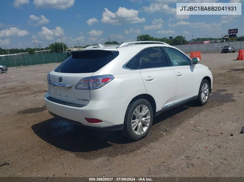 2011 Lexus Rx 450H VIN: JTJBC1BA8B2041931 Lot: 39820037