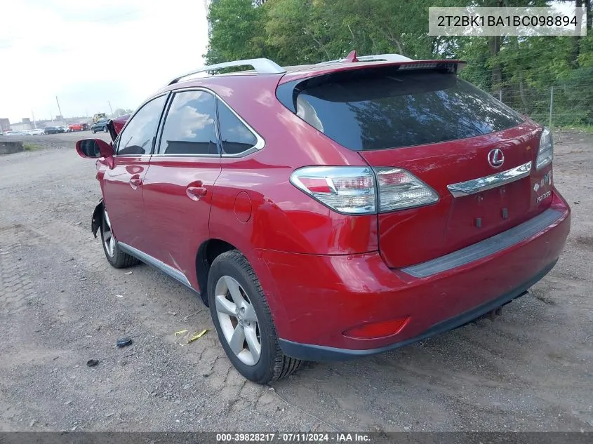 2011 Lexus Rx 350 VIN: 2T2BK1BA1BC098894 Lot: 39828217