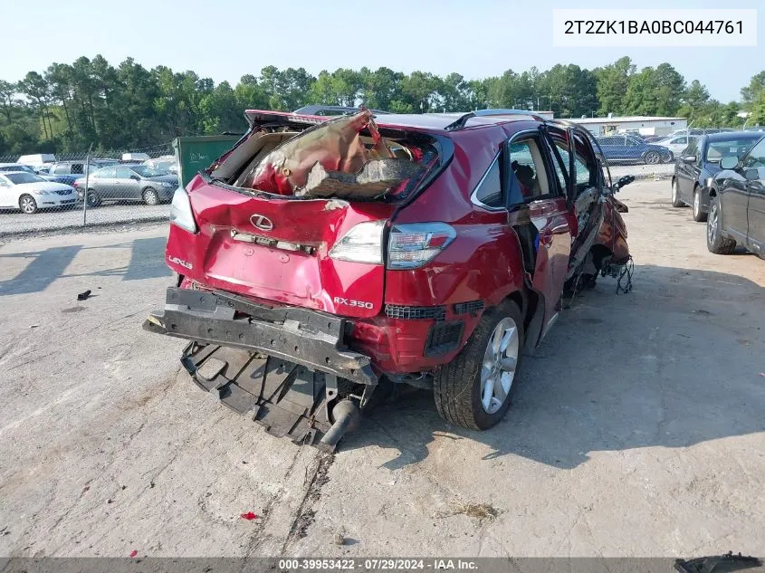 2011 Lexus Rx 350 VIN: 2T2ZK1BA0BC044761 Lot: 39953422