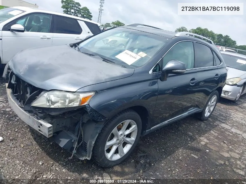 2011 Lexus Rx 350 VIN: 2T2BK1BA7BC119098 Lot: 39970559