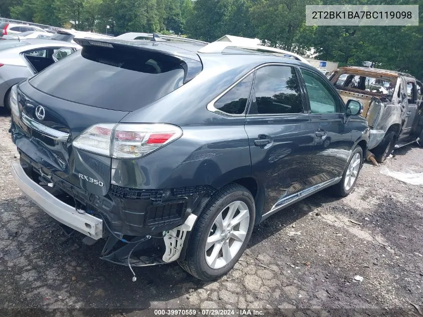 2011 Lexus Rx 350 VIN: 2T2BK1BA7BC119098 Lot: 39970559