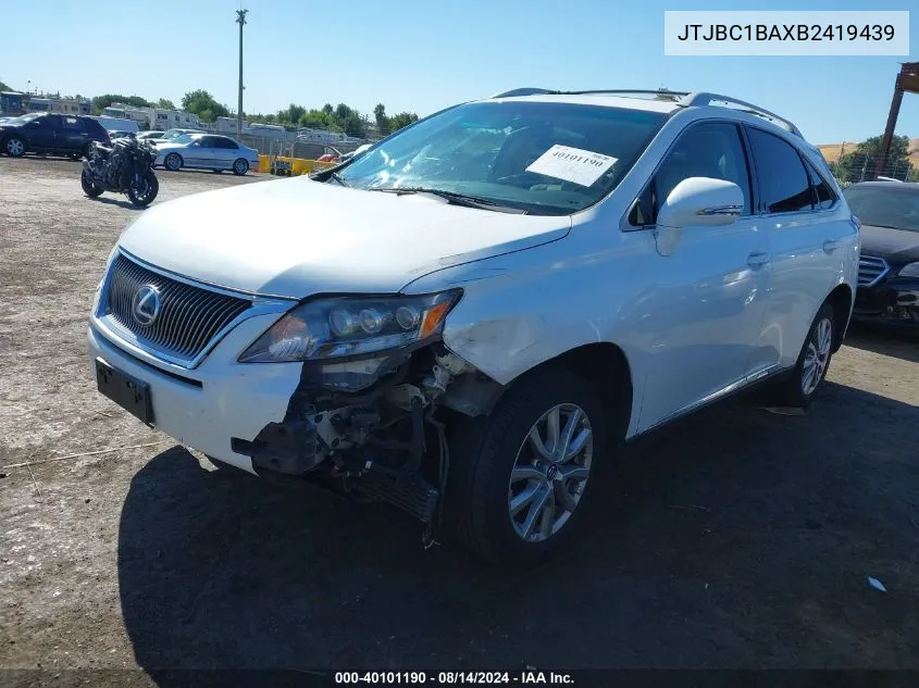 2011 Lexus Rx 450H VIN: JTJBC1BAXB2419439 Lot: 40101190