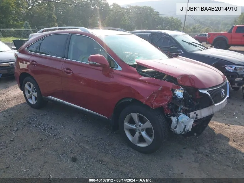 2011 Lexus Rx 350 VIN: JTJBK1BA4B2014910 Lot: 40107812