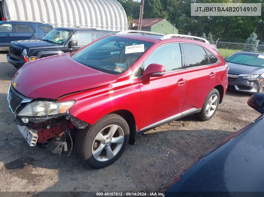 2011 Lexus Rx 350 VIN: JTJBK1BA4B2014910 Lot: 40107812