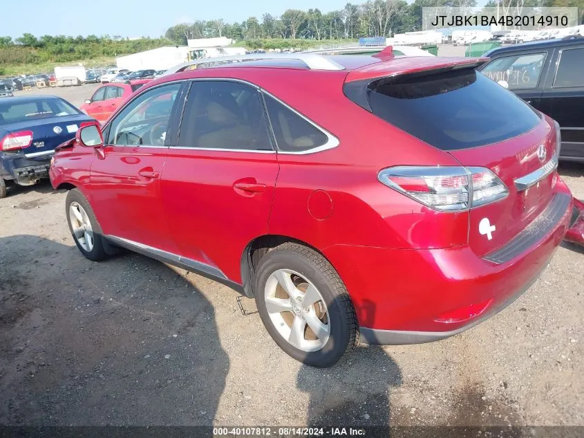 2011 Lexus Rx 350 VIN: JTJBK1BA4B2014910 Lot: 40107812