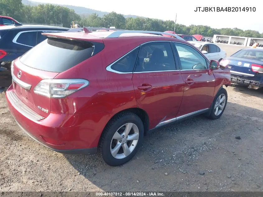 2011 Lexus Rx 350 VIN: JTJBK1BA4B2014910 Lot: 40107812