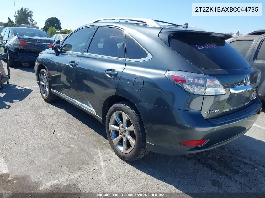 2011 Lexus Rx 350 VIN: 2T2ZK1BAXBC044735 Lot: 40209850