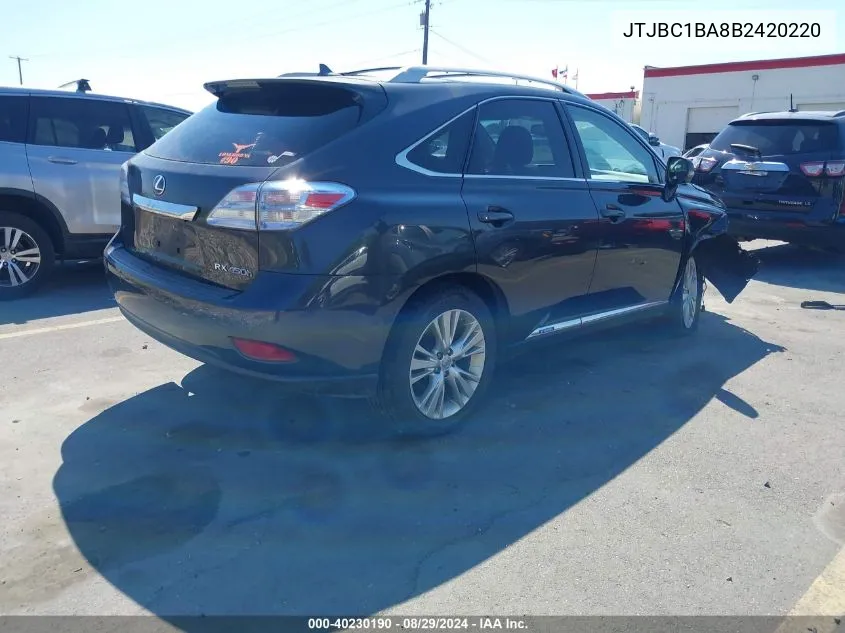 2011 Lexus Rx 450H VIN: JTJBC1BA8B2420220 Lot: 40230190