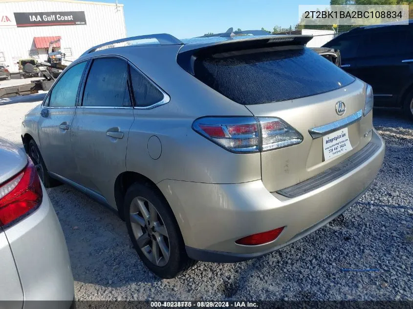 2011 Lexus Rx 350 VIN: 2T2BK1BA2BC108834 Lot: 40238775