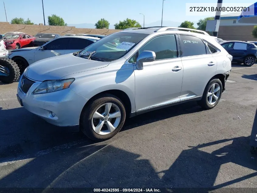 2011 Lexus Rx 350 VIN: 2T2ZK1BA0BC052701 Lot: 40242595