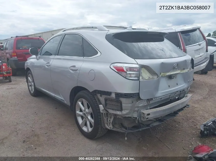 2011 Lexus Rx 350 VIN: 2T2ZK1BA3BC058007 Lot: 40282388