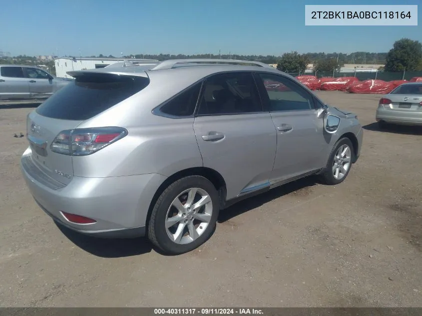 2011 Lexus Rx 350 VIN: 2T2BK1BA0BC118164 Lot: 40311317