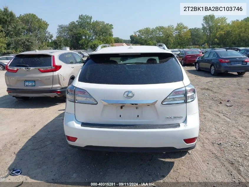 2T2BK1BA2BC103746 2011 Lexus Rx 350