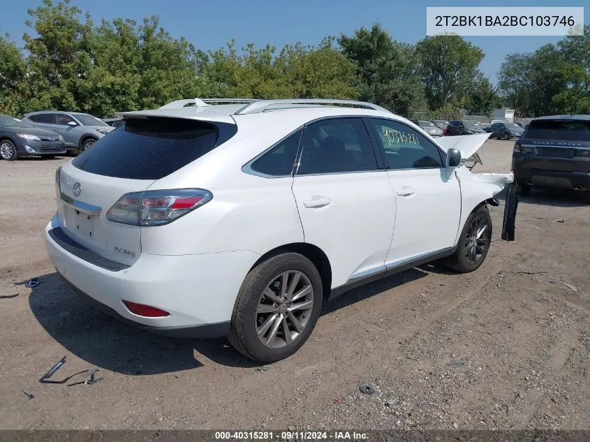 2011 Lexus Rx 350 VIN: 2T2BK1BA2BC103746 Lot: 40315281