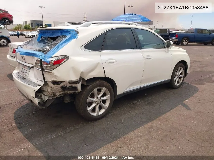 2011 Lexus Rx 350 VIN: 2T2ZK1BA1BC058488 Lot: 40315459