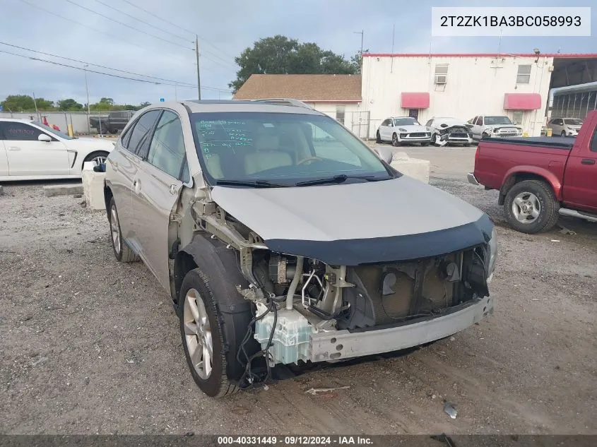 2011 Lexus Rx 350 350 VIN: 2T2ZK1BA3BC058993 Lot: 40331449