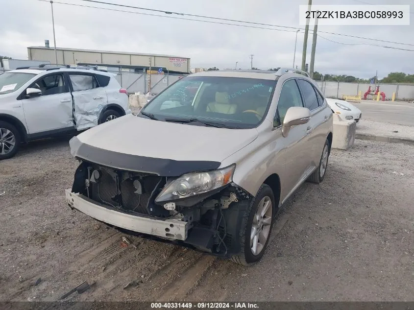 2011 Lexus Rx 350 350 VIN: 2T2ZK1BA3BC058993 Lot: 40331449