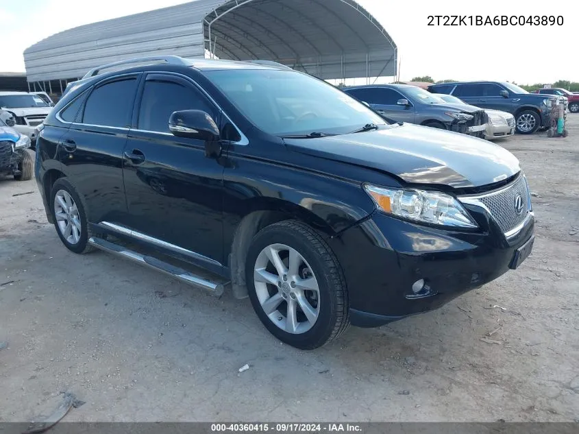 2011 Lexus Rx 350 VIN: 2T2ZK1BA6BC043890 Lot: 40360415