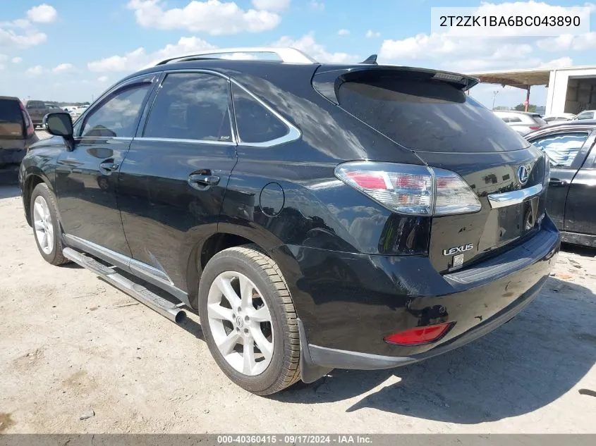 2011 Lexus Rx 350 VIN: 2T2ZK1BA6BC043890 Lot: 40360415