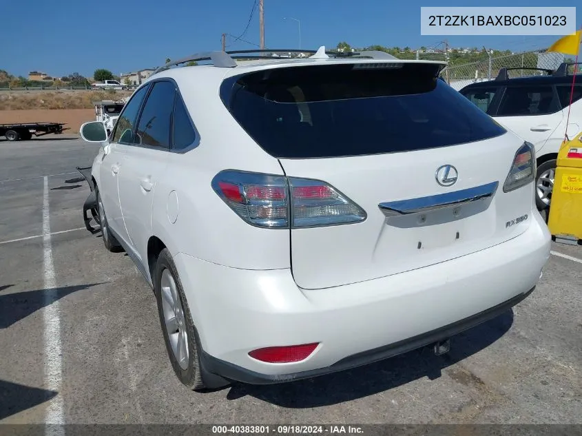 2011 Lexus Rx 350 VIN: 2T2ZK1BAXBC051023 Lot: 40383801