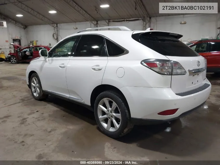 2011 Lexus Rx 350 VIN: 2T2BK1BA0BC102191 Lot: 40388080