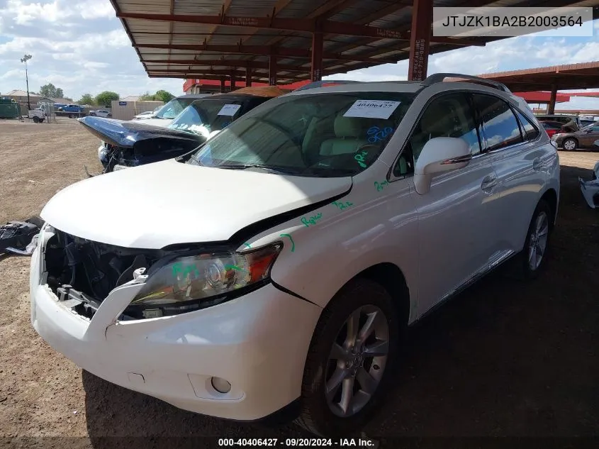 2011 Lexus Rx 350 VIN: JTJZK1BA2B2003564 Lot: 40406427