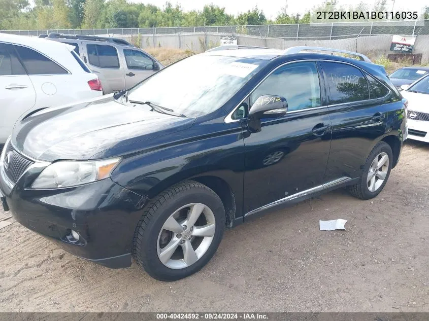 2011 Lexus Rx 350 350 VIN: 2T2BK1BA1BC116035 Lot: 40424592