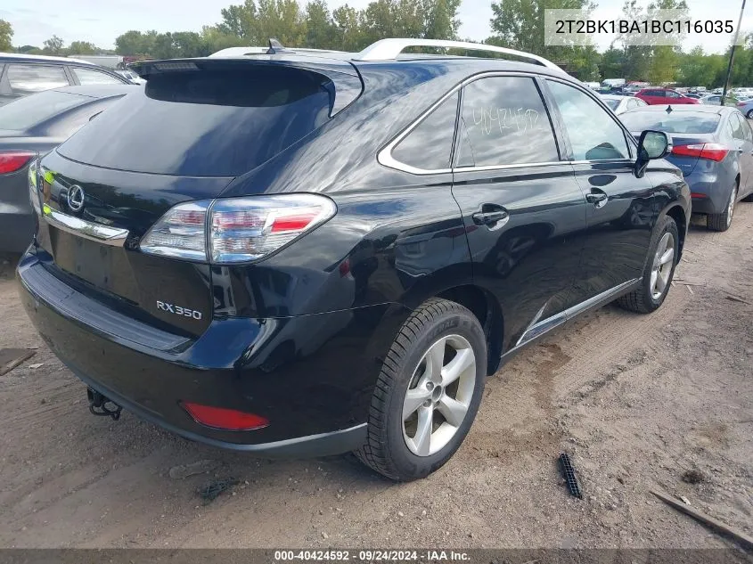 2011 Lexus Rx 350 350 VIN: 2T2BK1BA1BC116035 Lot: 40424592