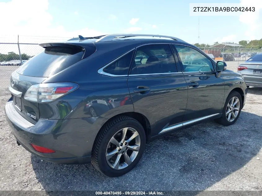 2011 Lexus Rx 350 VIN: 2T2ZK1BA9BC042443 Lot: 40470495