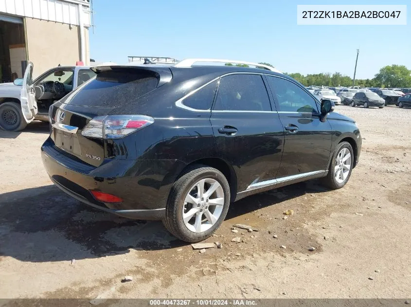 2011 Lexus Rx 350 VIN: 2T2ZK1BA2BA2BC047 Lot: 40473267