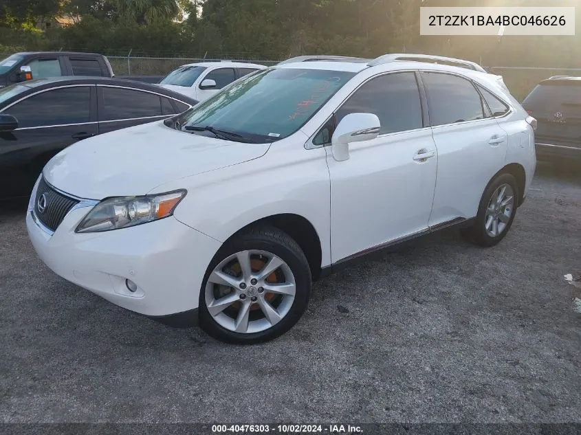 2011 Lexus Rx 350 VIN: 2T2ZK1BA4BC046626 Lot: 40476303