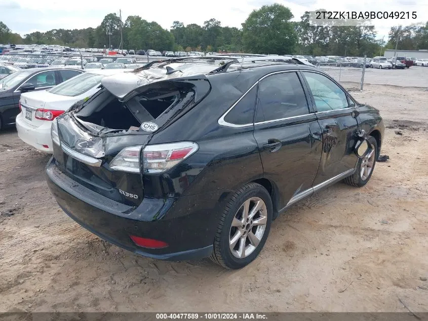 2T2ZK1BA9BC049215 2011 Lexus Rx 350