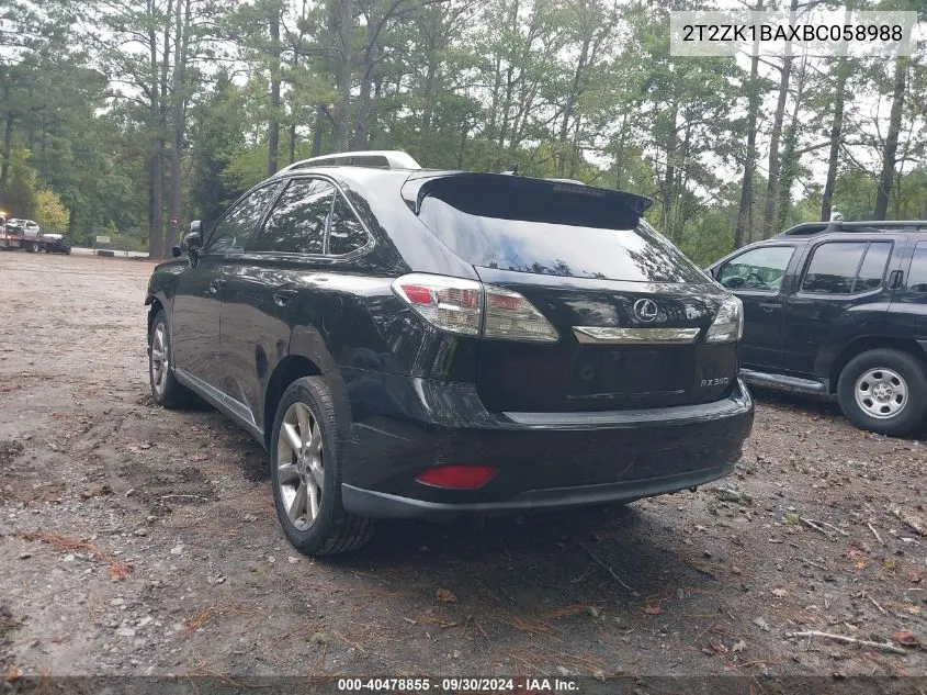 2T2ZK1BAXBC058988 2011 Lexus Rx 350