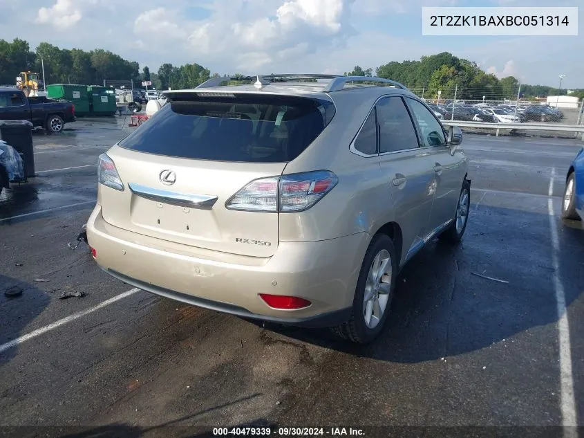 2011 Lexus Rx 350 VIN: 2T2ZK1BAXBC051314 Lot: 40479339