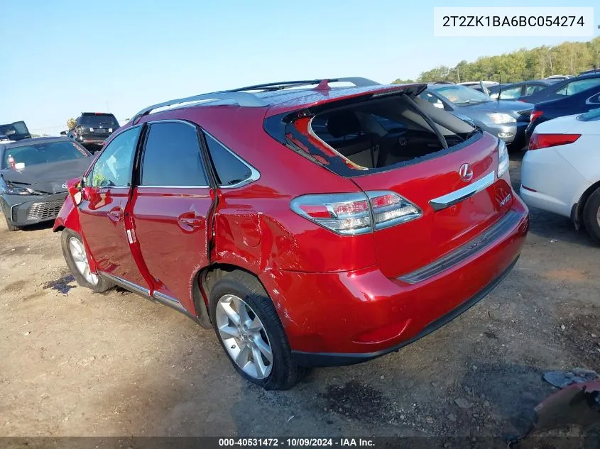 2011 Lexus Rx 350 VIN: 2T2ZK1BA6BC054274 Lot: 40531472