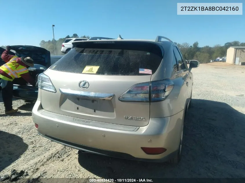 2011 Lexus Rx 350 VIN: 2T2ZK1BA8BC042160 Lot: 40534420