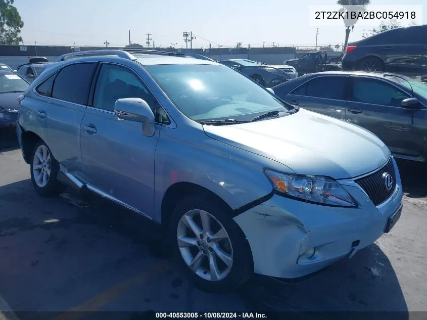 2011 Lexus Rx 350 VIN: 2T2ZK1BA2BC054918 Lot: 40553005