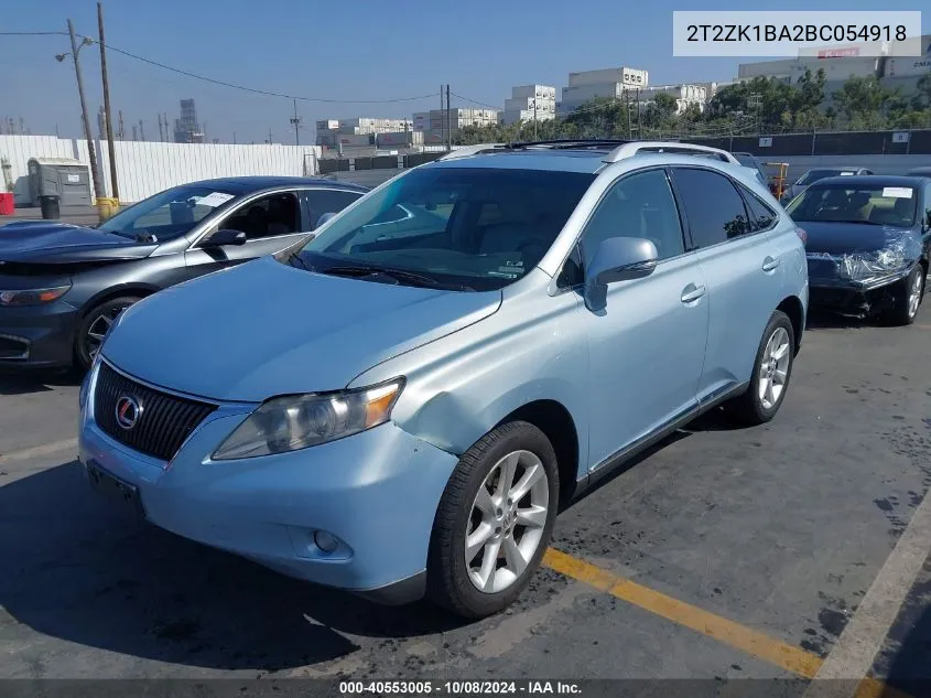 2011 Lexus Rx 350 VIN: 2T2ZK1BA2BC054918 Lot: 40553005