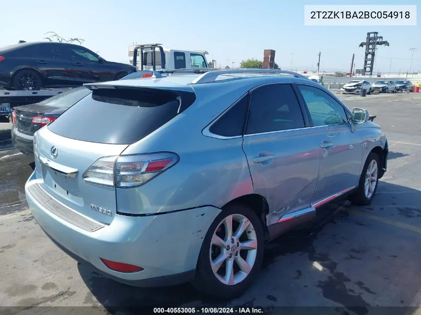 2011 Lexus Rx 350 VIN: 2T2ZK1BA2BC054918 Lot: 40553005