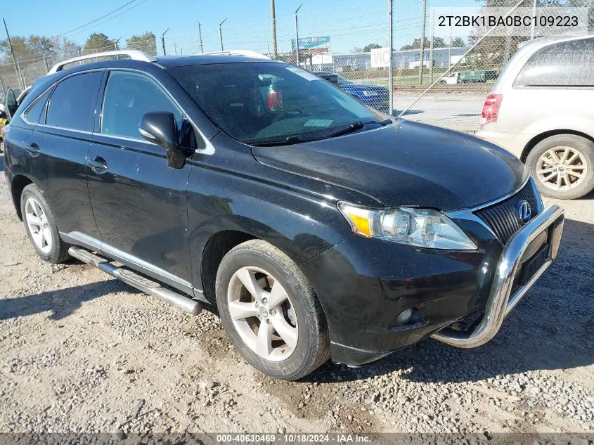 2011 Lexus Rx 350 VIN: 2T2BK1BA0BC109223 Lot: 40630469