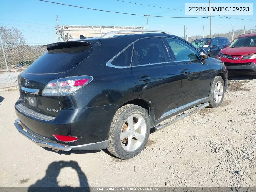 2011 Lexus Rx 350 VIN: 2T2BK1BA0BC109223 Lot: 40630469