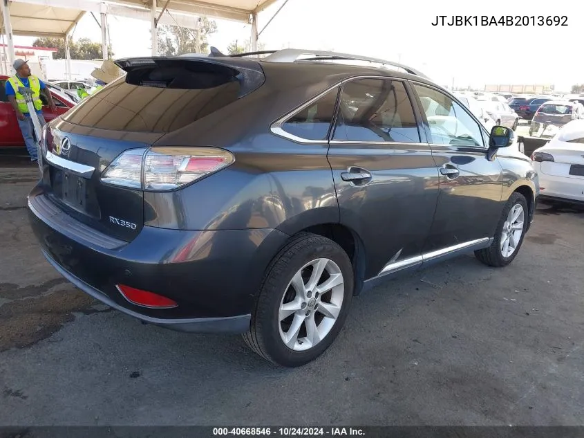 2011 Lexus Rx 350 VIN: JTJBK1BA4B2013692 Lot: 40668546