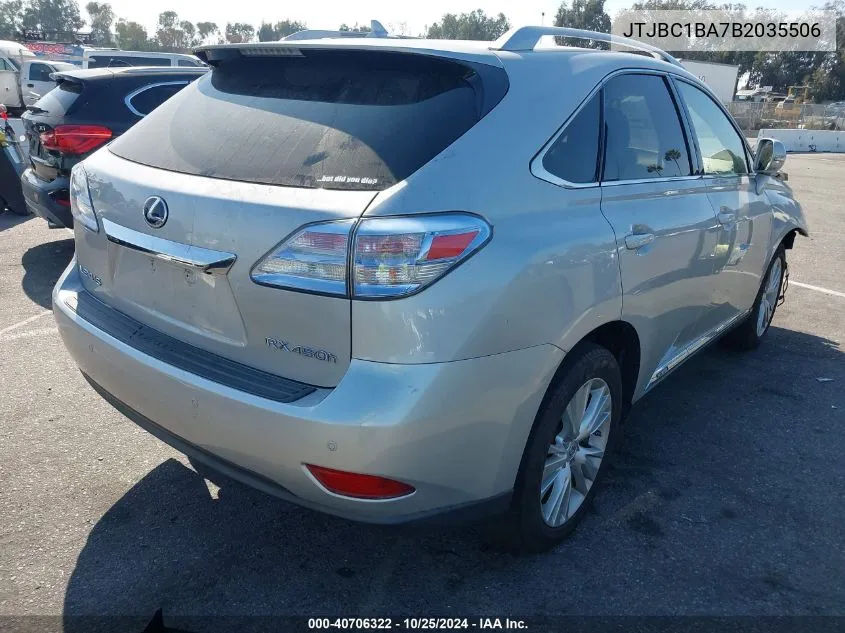 2011 Lexus Rx 450 VIN: JTJBC1BA7B2035506 Lot: 40706322