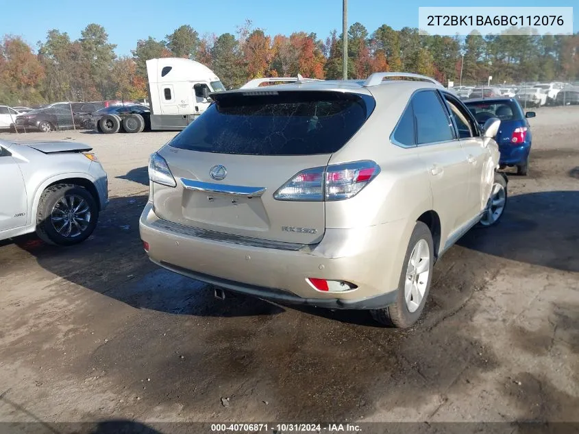 2011 Lexus Rx 350 VIN: 2T2BK1BA6BC112076 Lot: 40706871