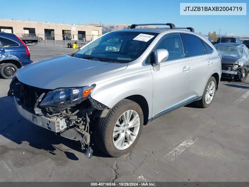 2011 Lexus Rx 450H VIN: JTJZB1BAXB2004719 Lot: 40716536