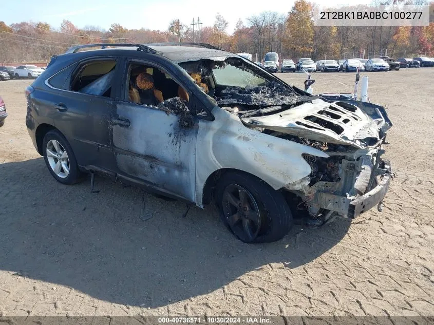 2011 Lexus Rx 350 VIN: 2T2BK1BA0BC100277 Lot: 40736571