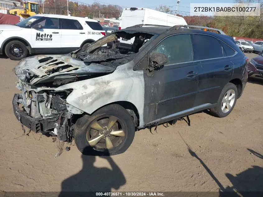 2011 Lexus Rx 350 VIN: 2T2BK1BA0BC100277 Lot: 40736571