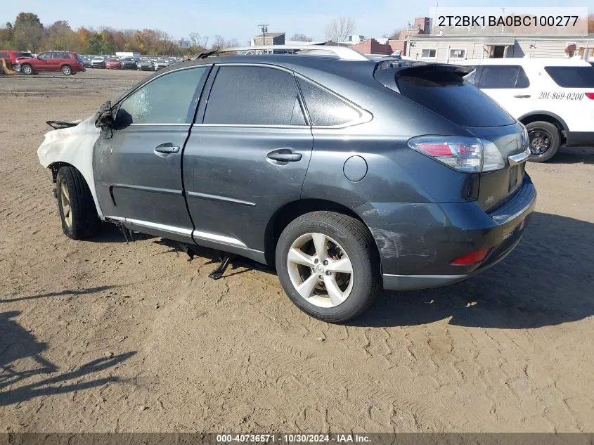 2011 Lexus Rx 350 VIN: 2T2BK1BA0BC100277 Lot: 40736571