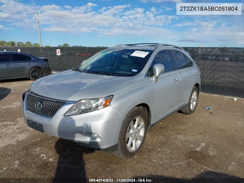 2011 Lexus Rx 350 VIN: 2T2ZK1BA5BC051804 Lot: 40743632