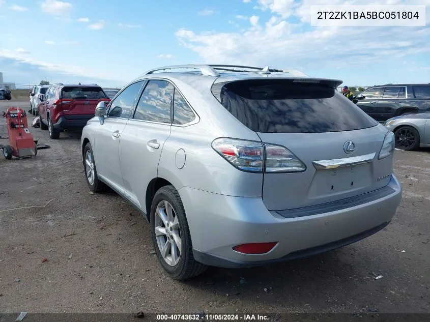 2011 Lexus Rx 350 VIN: 2T2ZK1BA5BC051804 Lot: 40743632